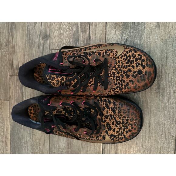 Nike Black Metallic Gold Chutney Cheetah Print Metcon Running Shoes Size 10 - Picture 6 of 14